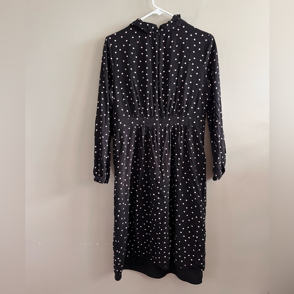 Boden Black Midi Dress - Long Sleeve Turtle Neck Polka Dot Size 8L - Picture 1 of 5